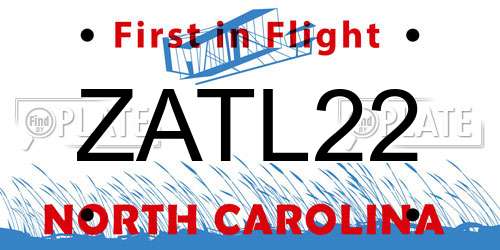 ZATL22 North Carolina License Plate