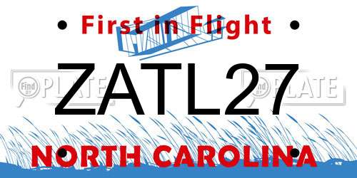 ZATL27 North Carolina License Plate