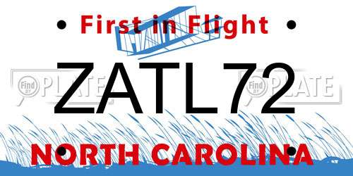 ZATL72 North Carolina License Plate