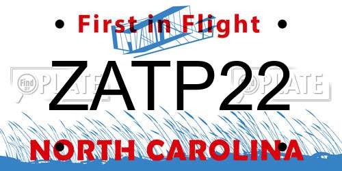 ZATP22 North Carolina License Plate