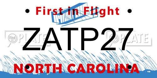 ZATP27 North Carolina License Plate