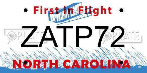 ZATP72 North Carolina License Plate