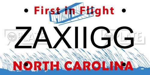 ZAXIIGG North Carolina License Plate