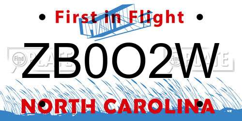 ZB0O2W North Carolina License Plate
