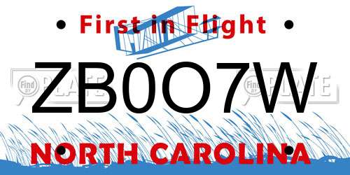ZB0O7W North Carolina License Plate