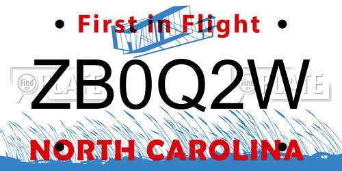 ZB0Q2W North Carolina License Plate
