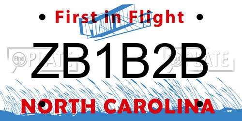 ZB1B2B North Carolina License Plate
