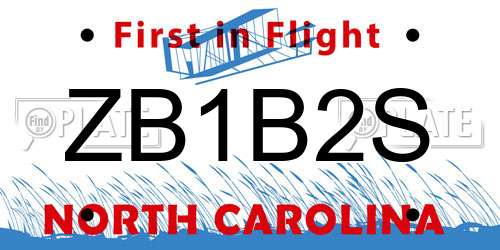 ZB1B2S North Carolina License Plate