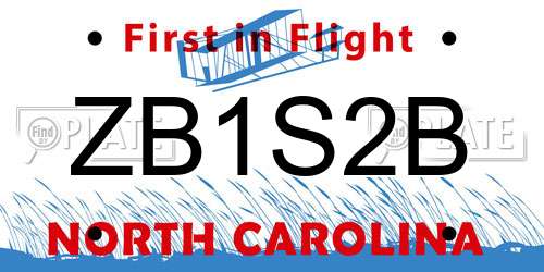 ZB1S2B North Carolina License Plate
