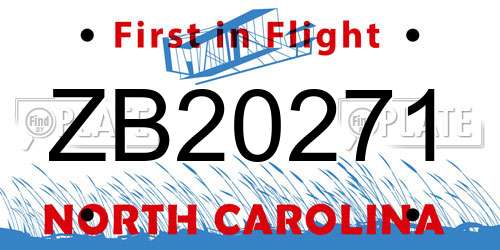 ZB20271 North Carolina License Plate