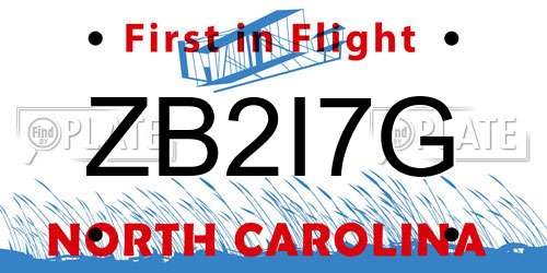 ZB2I7G North Carolina License Plate