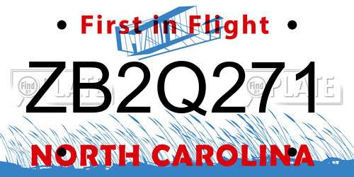 ZB2Q271 North Carolina License Plate
