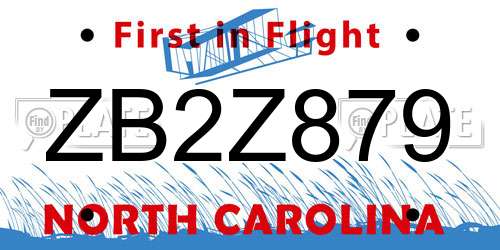ZB2Z879 North Carolina License Plate