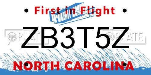 ZB3T5Z North Carolina License Plate