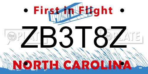 ZB3T8Z North Carolina License Plate