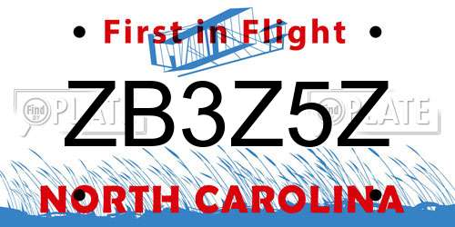 ZB3Z5Z North Carolina License Plate