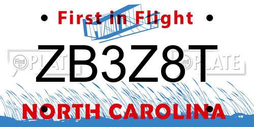 ZB3Z8T North Carolina License Plate