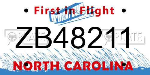 ZB48211 North Carolina License Plate