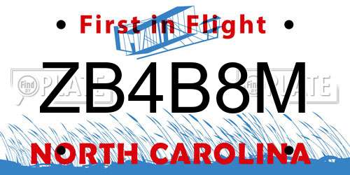 ZB4B8M North Carolina License Plate