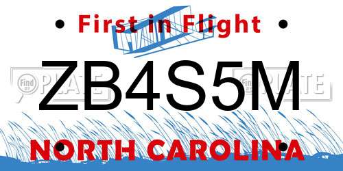 ZB4S5M North Carolina License Plate