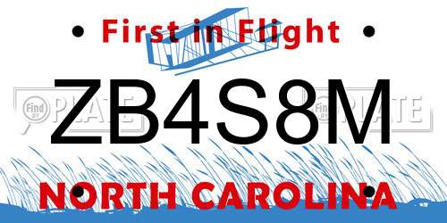 ZB4S8M North Carolina License Plate