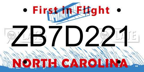 ZB7D221 North Carolina License Plate