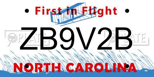 ZB9V2B North Carolina License Plate