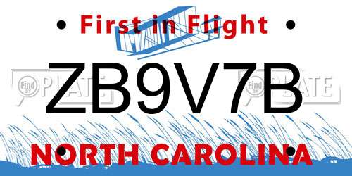 ZB9V7B North Carolina License Plate