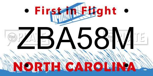ZBA58M North Carolina License Plate