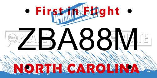 ZBA88M North Carolina License Plate