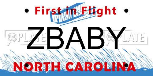 ZBABY North Carolina License Plate