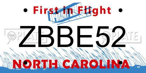 ZBBE52 North Carolina License Plate