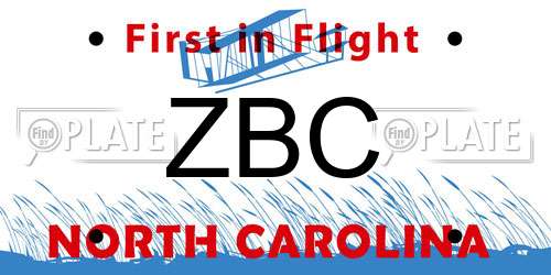 ZBC North Carolina License Plate