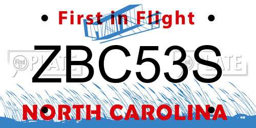 ZBC53S North Carolina License Plate