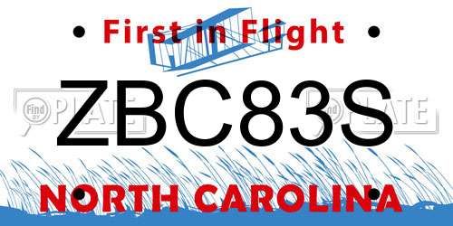 ZBC83S North Carolina License Plate