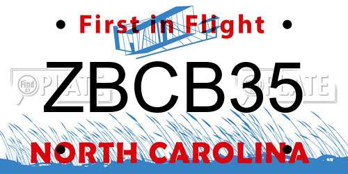 ZBCB35 North Carolina License Plate