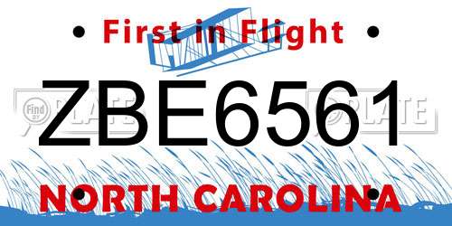 ZBE6561 North Carolina License Plate