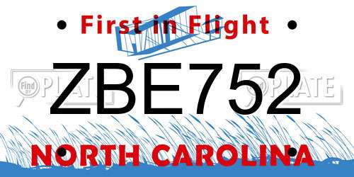 ZBE752 North Carolina License Plate