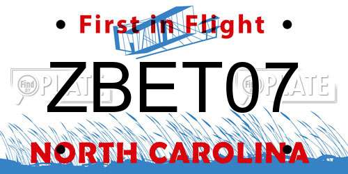 ZBET07 North Carolina License Plate