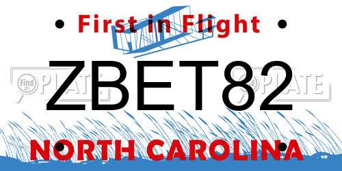 ZBET82 North Carolina License Plate
