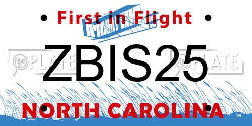 ZBIS25 North Carolina License Plate