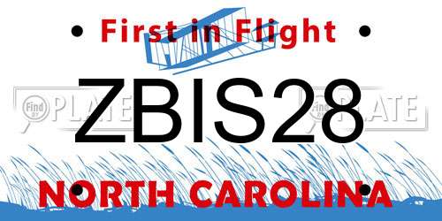 ZBIS28 North Carolina License Plate