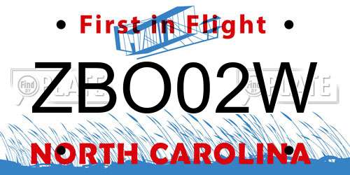 ZBO02W North Carolina License Plate