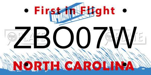 ZBO07W North Carolina License Plate