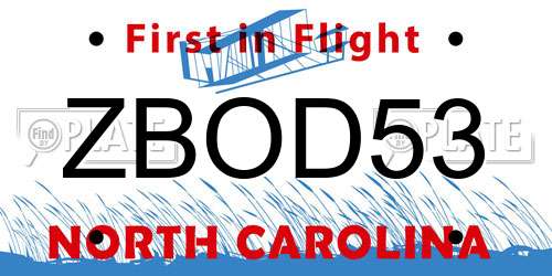 ZBOD53 North Carolina License Plate