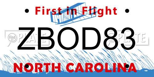 ZBOD83 North Carolina License Plate