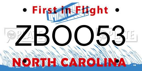 ZBOO53 North Carolina License Plate