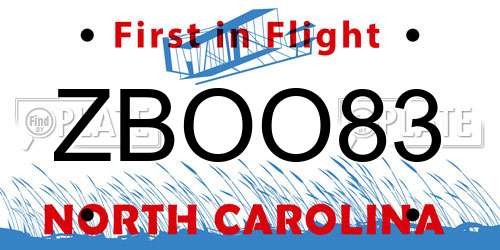 ZBOO83 North Carolina License Plate