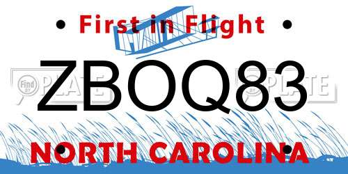 ZBOQ83 North Carolina License Plate