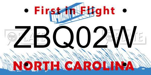ZBQ02W North Carolina License Plate